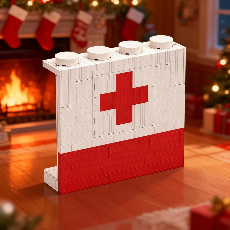 348 قطعة من مكعبات البناء لنموذج لوحة الصليب الأحمر، لعبة إبداعية للبناء والتركيب، هدية تعليمية مثالية لعيد الميلاد