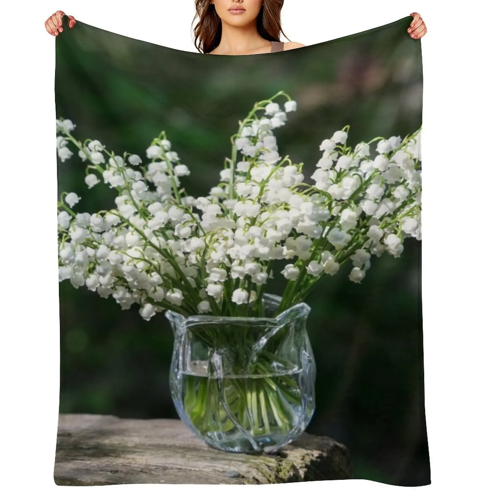 

Springtime Aromatherapy - Lily-of-the-valley Flower Bouquet Perfuming the Air Throw Blanket Comforter Retros sofa bed Blankets