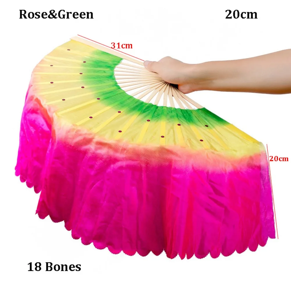 

31cm Bamboo Chinese Short Bellydance Fan 17/20cm Half Circle Silk Veil Pairs Multicolors Bamboo Fans Hand Dye Adults Fan