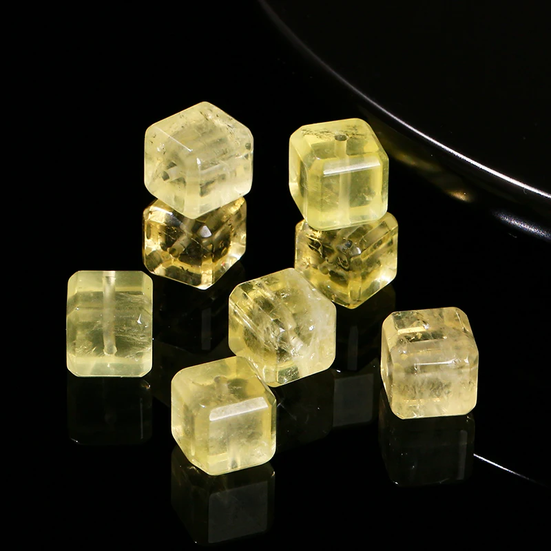 1 Pc Natural Stone Lemon Quartz Faceted Square Beads 8-10mm Random Size For Jewelry Making Diy Necklace Bracelet Accessory