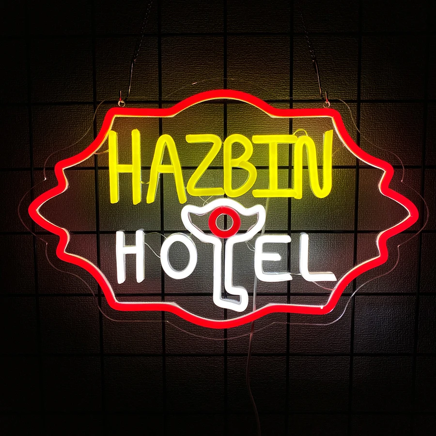 أضواء النيون لفندق Hazbin، علامات ضوء الفندق Haz Bin الرسوم المتحركة Led، ديكورات فنية في غرفة الألعاب والمقهى وغرفة النوم. #1
