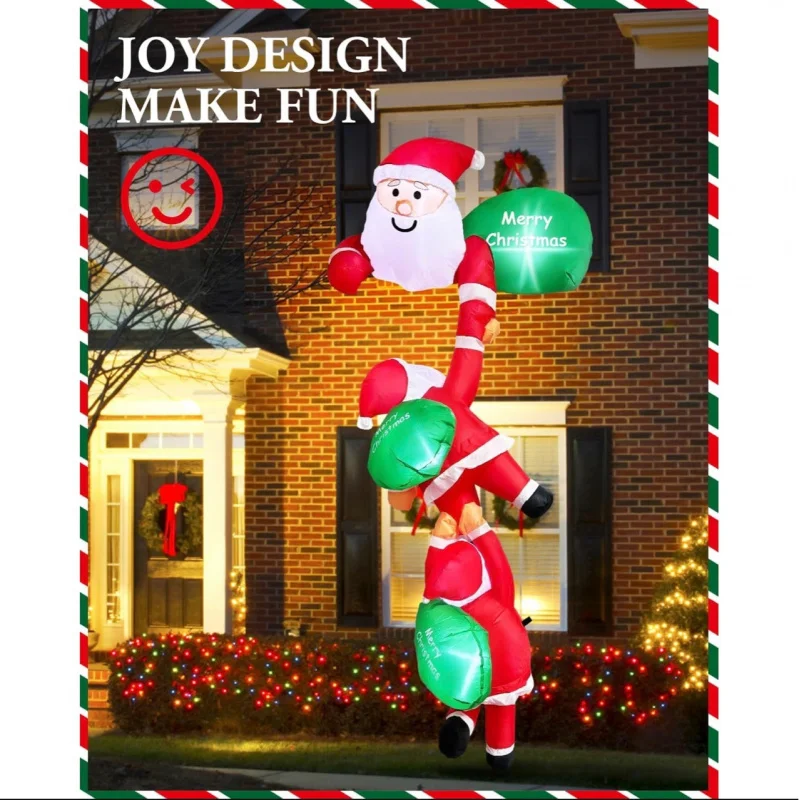 8F T Christmas Climbing Santa Inflatable Decoration Party Courtyard Garden