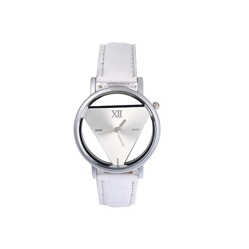 New Design Fashion Ladies Watches Elegant Hollow Triangle Watch Women Thin Leather Strap Quartz Watch  Relogio