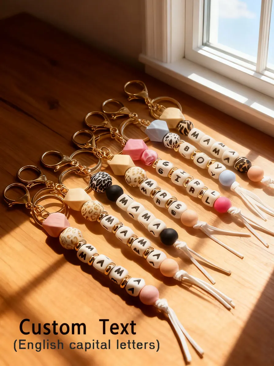 1 قطعة سلسلة مفاتيح حرف سيليكون اسم شخصي ، خرز الماس السيليكون الملون ، قلادة حقيبة/كوب ، هدية عيد الحب/عيد الميلاد #2