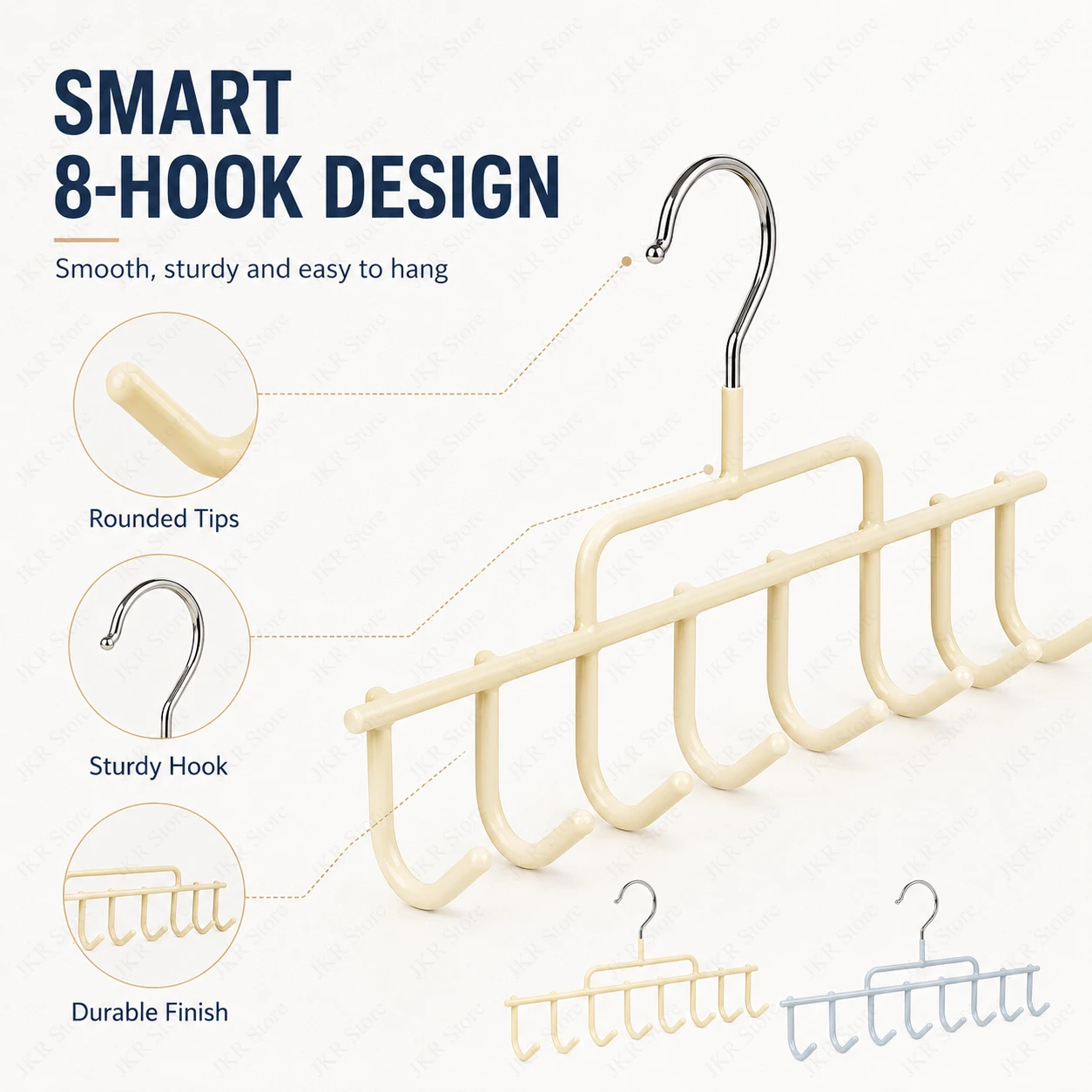 Wall Hat Rack with Hanging Hooks Cap Organizer Holder for 8 Tall Baseball Caps Dorm Closet Bedroom Storage Display Daily Use view 5