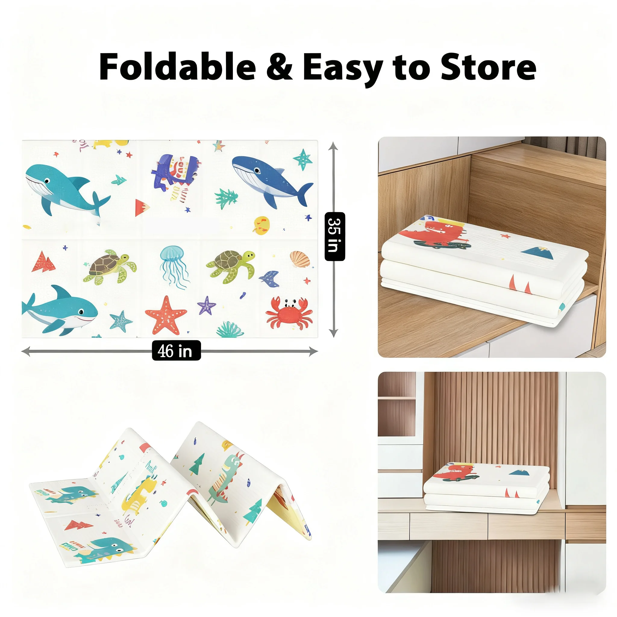 سجادة لعب للأطفال قابلة للطي من XPE، وسادة زحف ناعمة للغاية وغير سامة، سجادة أرضية محمولة مقاومة للماء للعب سلامة الأطفال حديثي الولادة