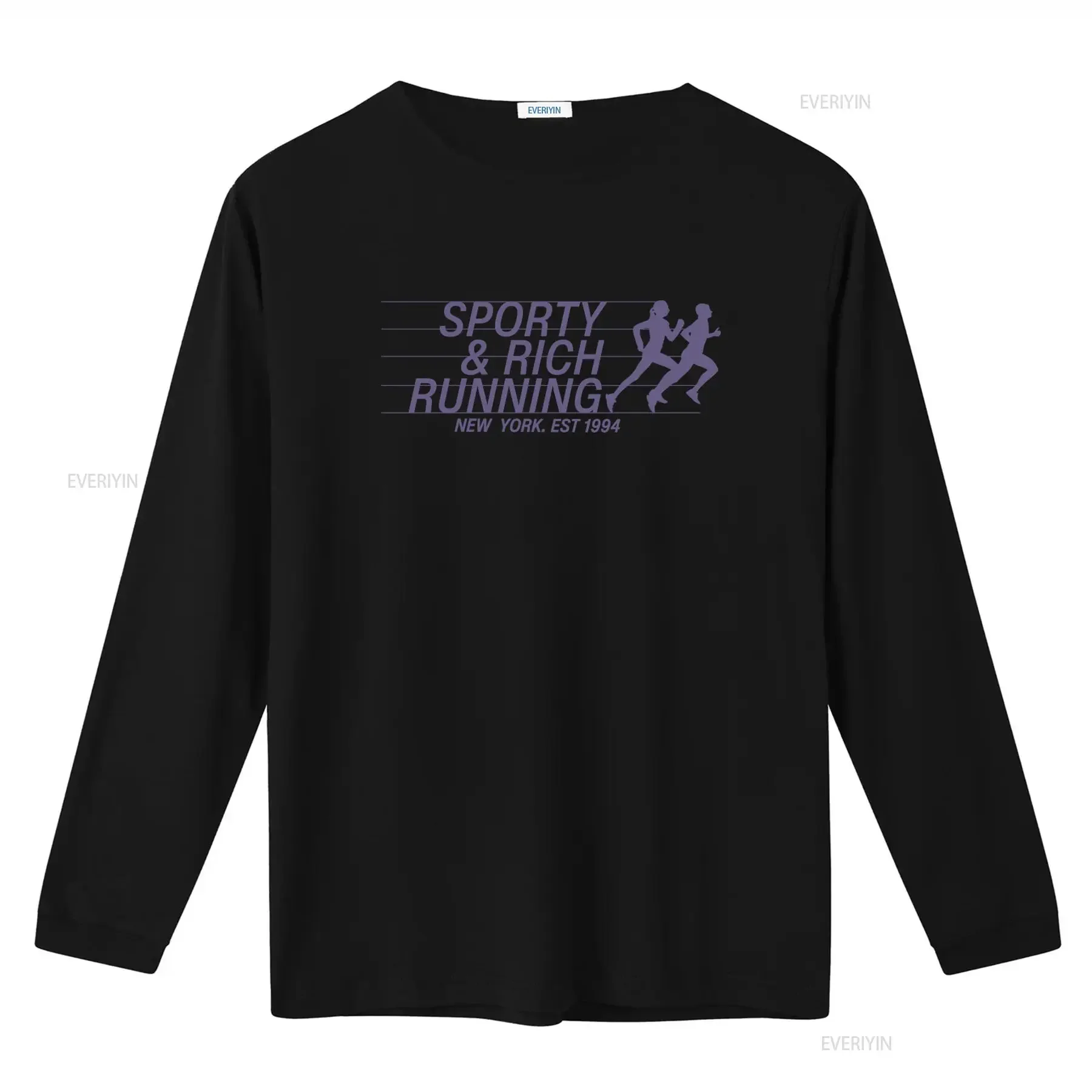 Sporty Rich New York Running Club Est 1994 Double Sided White Purple T Shirt L vintage Washed Casual streetwear Slightly