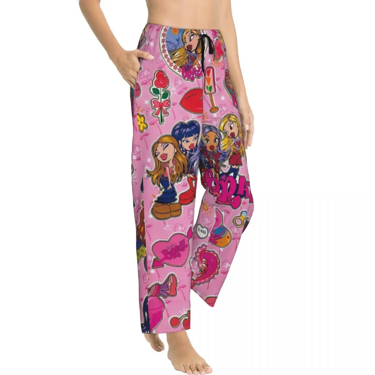 Custom Women Bratz Rock Angelz Doll Collage Pajama Pants Animated Movies For Children Sleepwear Sleep Bottoms with Pockets