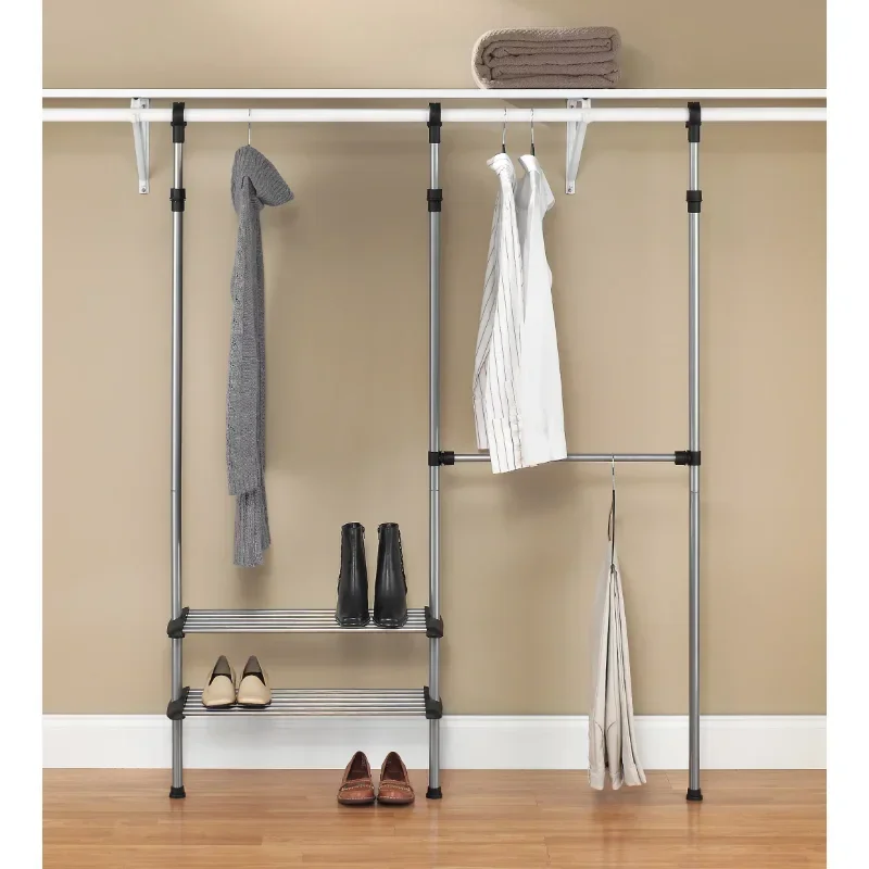 2 Shelf , 2 Rod Closet System , Adjustable Steel Closet Organizer, 10