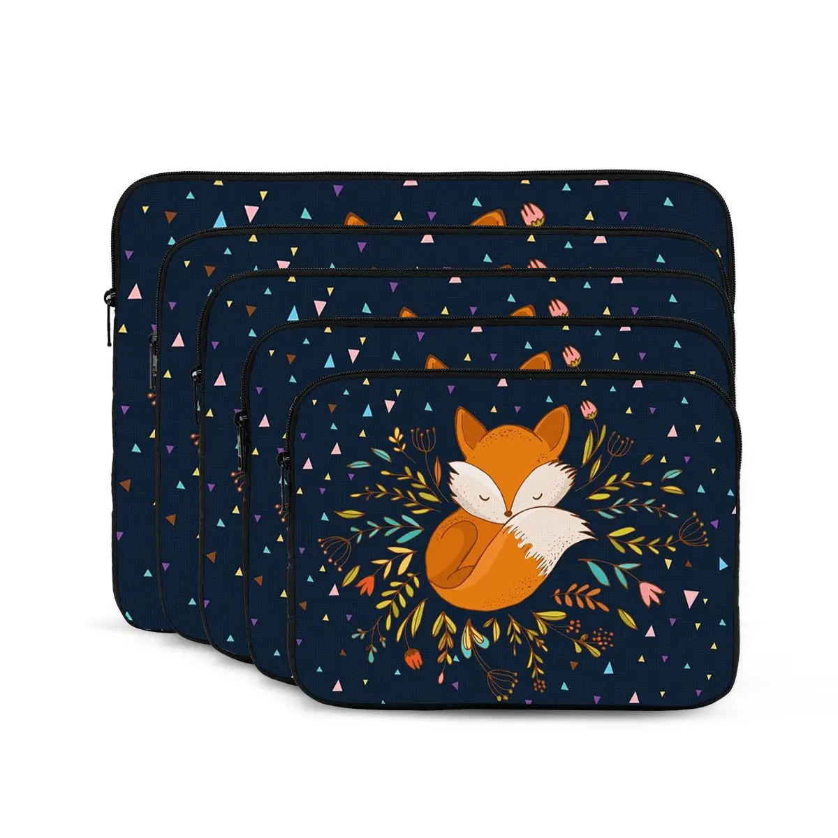 

Милая лиса с цветами и треугольниками, сумка для ноутбука, чехол для Macbook Air Pro, противоударный чехол для планшета
