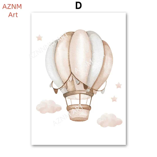 Elephant Balloon Rainbow Moon Stars Cloud Swing Baby Kids Posters For Wall Art Nursery Canvas Prints Home Room Decor Pictures