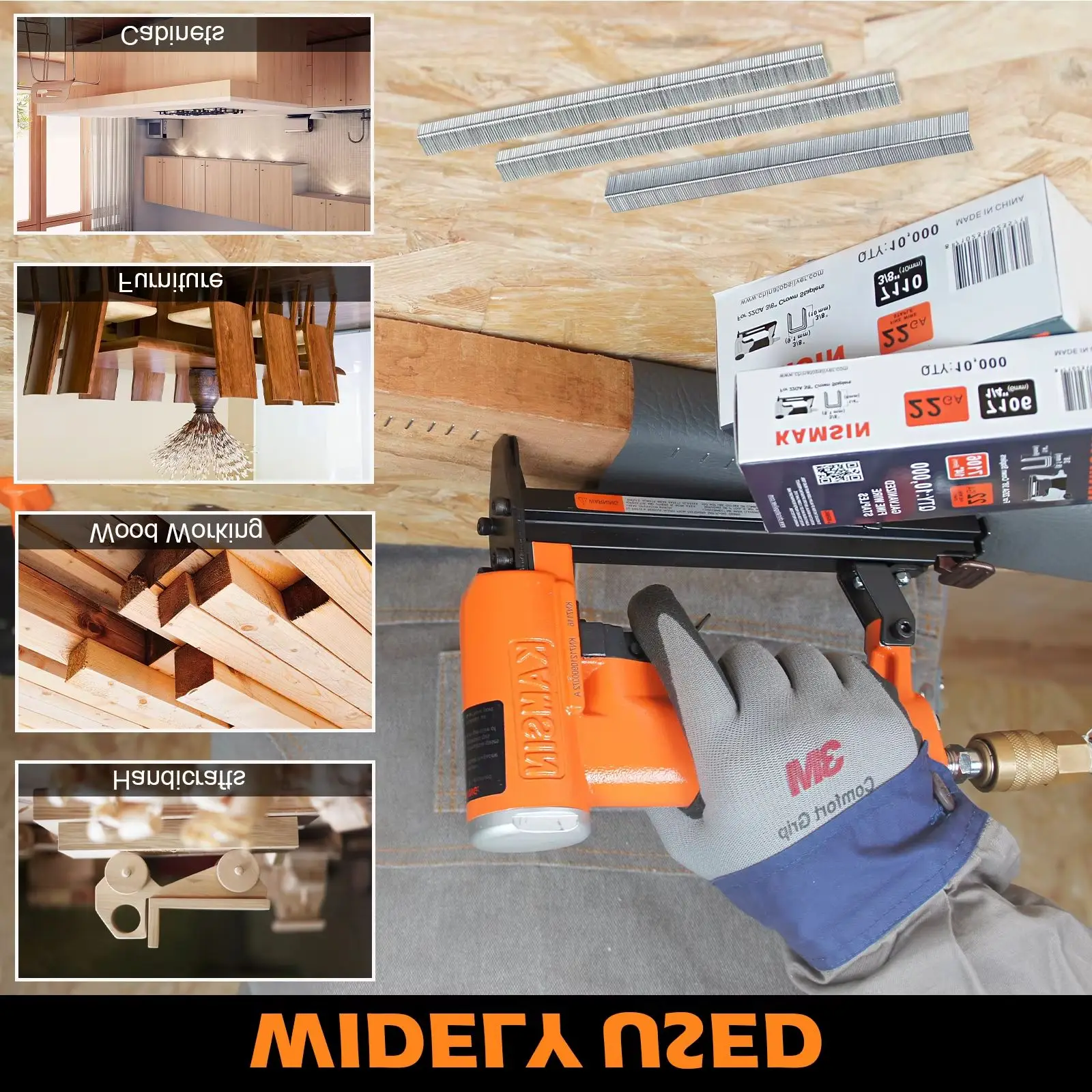 7106/7110 Upholstery Staples, 10000PCS/BOX, Galvanized, Type 71, 3/8 Crown, Works with 7116 Pneumatic Upholstery Stapler