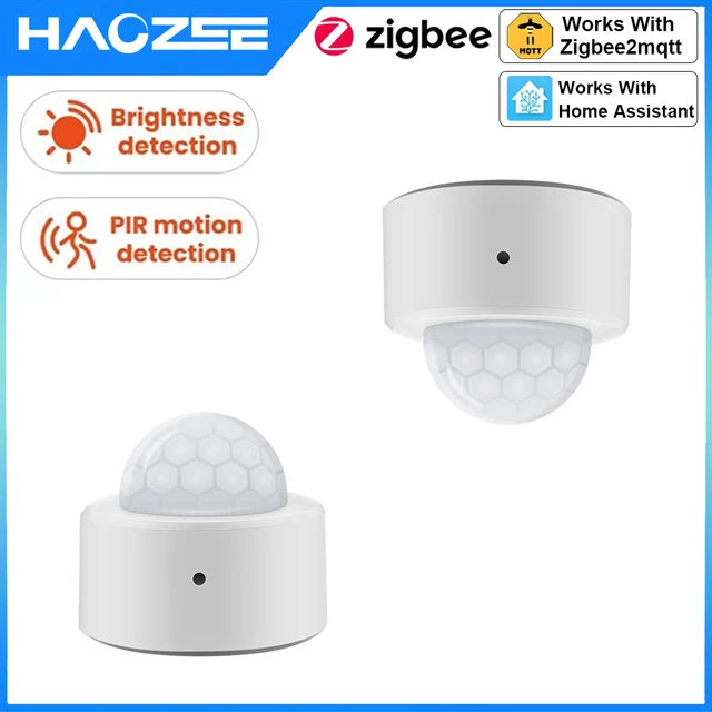 Czujnik ruchu PIR Zigbee Mini 2 w 1 + Jasny czujnik podczerwieni Lux do alarmu antywłamaniowego