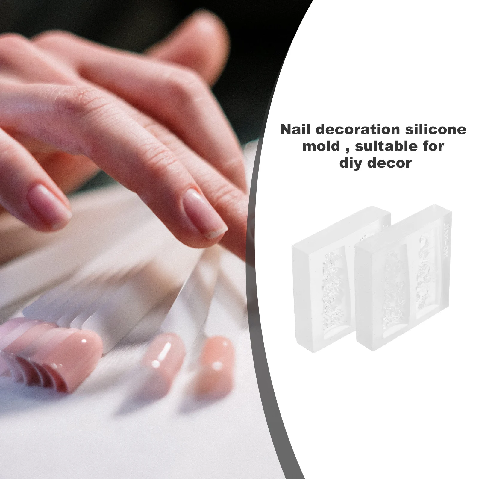 

2Pcs Nail Decor Silicone Mold Durable Flexible Practical DIY Nail Decoration Mold Manicure Template Nails Stamping Plates