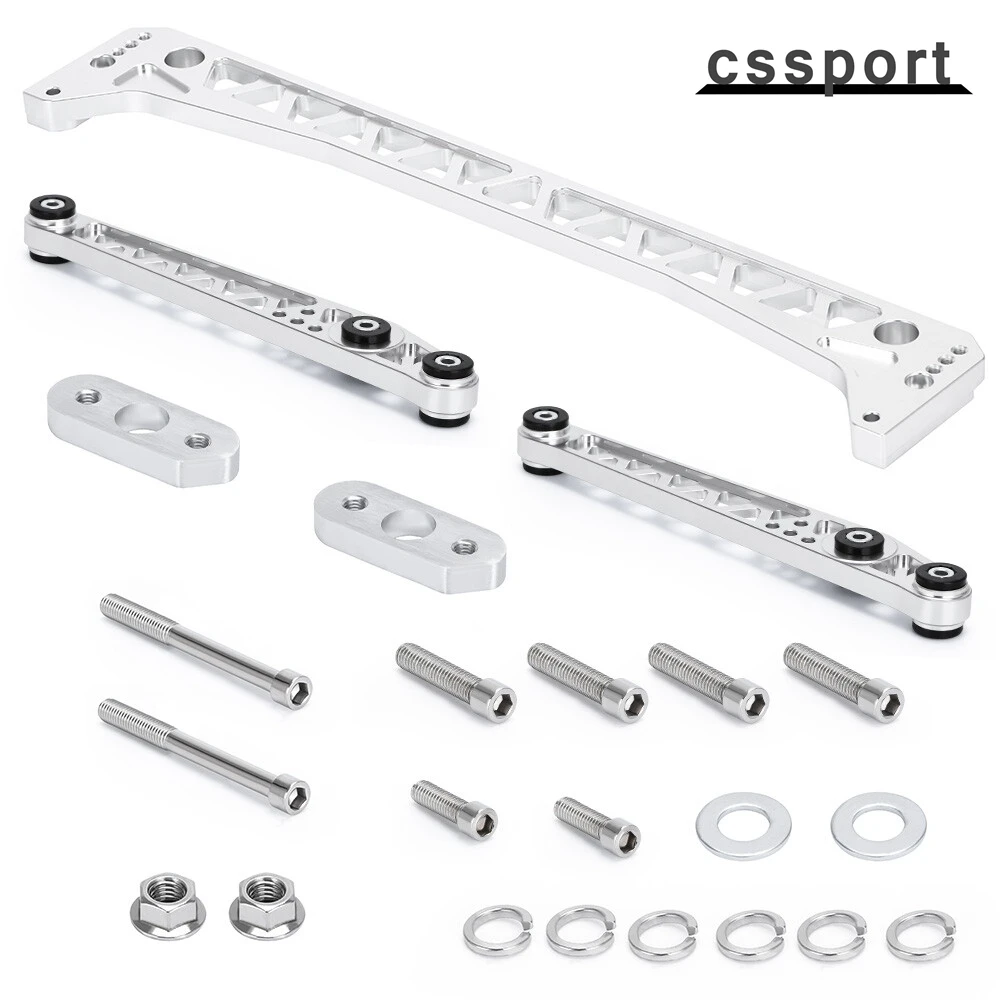 

Billet Rear Lower Control Arm+Subframe Brace for 96-00 Honda Civic EK LCA Silver