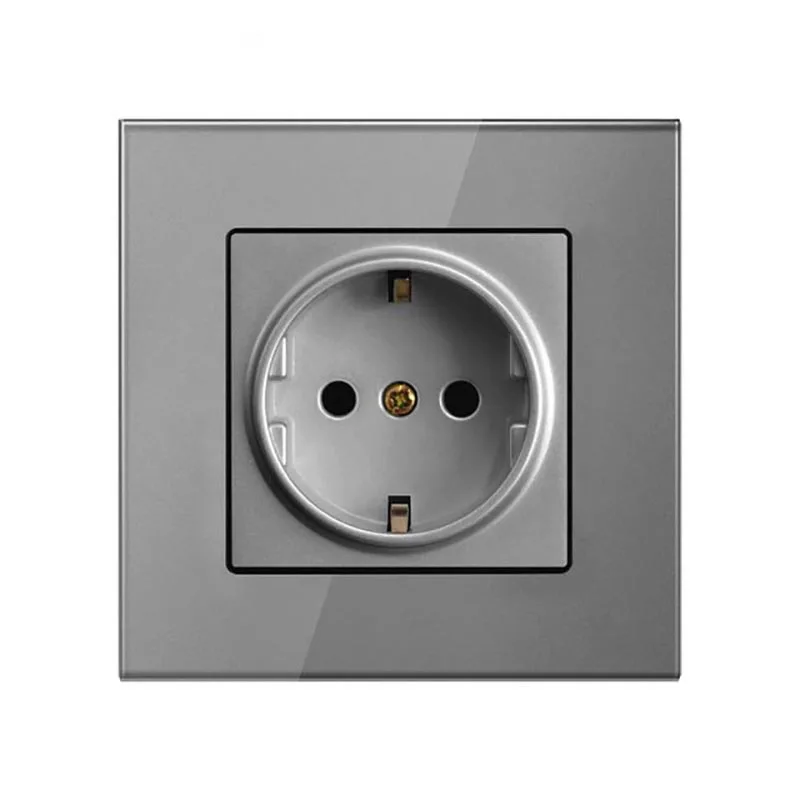 16A European socket European standard German wall socket tempered glass panel 10A 250V home decoration