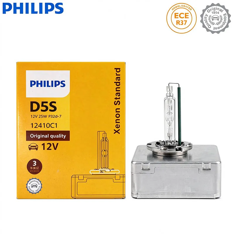 PHILIPS Original Xenon D5S 25W HID Headlight Standard Auto Lamp ECE 4200K Bright White Car Bulb High Low Beam 12410C1,1/2X