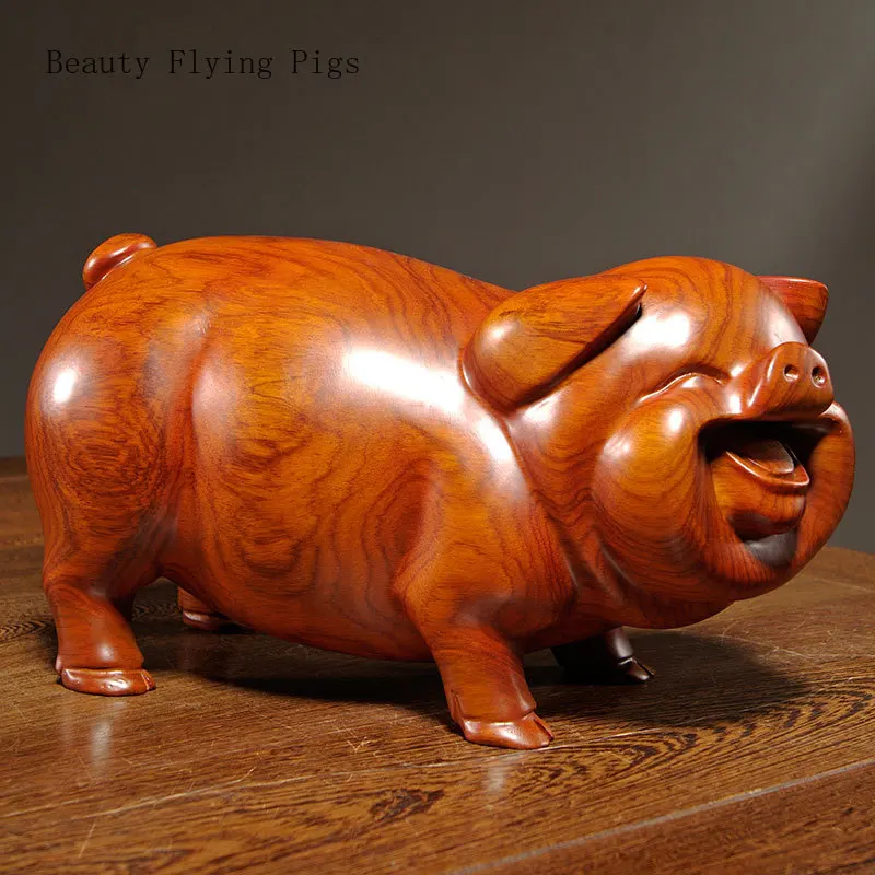 

1pc Solid Wood Twelve Zodiac Pig Ornaments Outdoor Landscape Decoration TV Cabinet Ornaments Woodcarving Handicrafts Feng Shui