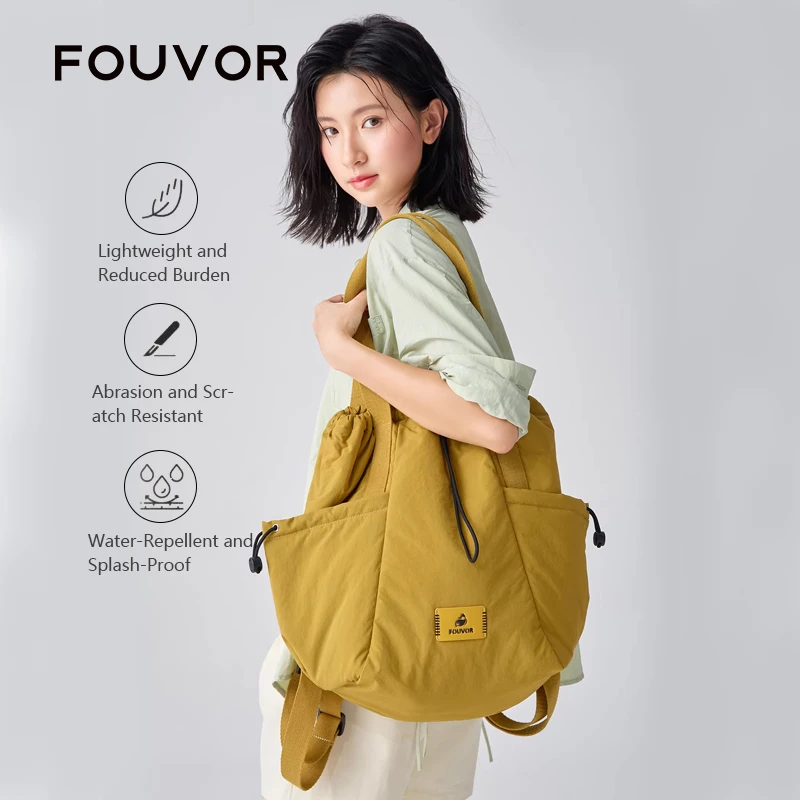 

Fouvor Women Backpack Multifunctional Large Drawstring Snap Button Closure Durable Convenient Multi-purpose Shoulder Bag 3072-02