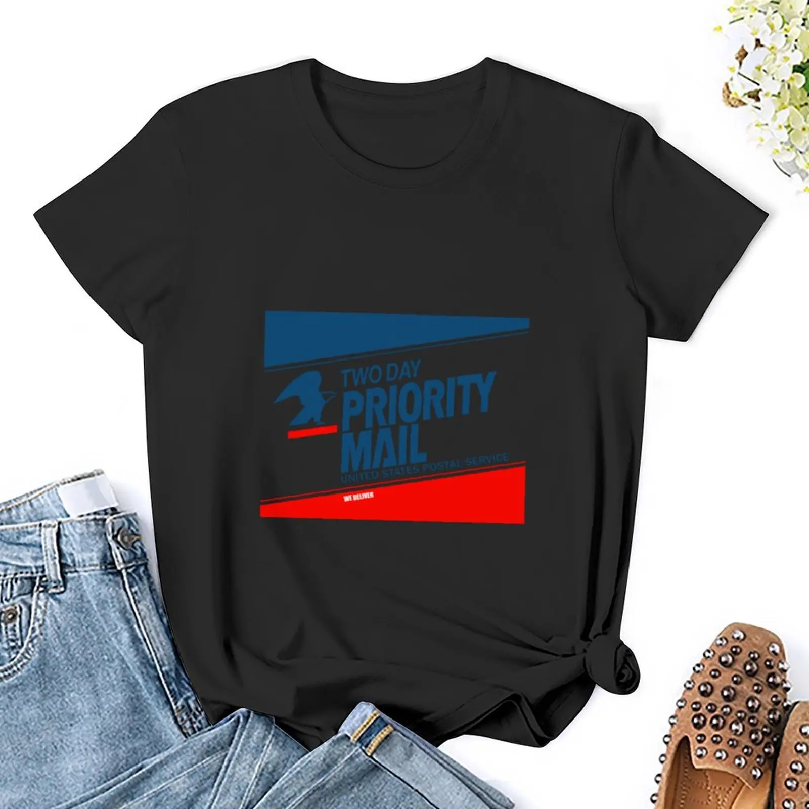 Classic 80s Two Day Priority Mail T-Shirt Female clothing Short sleeve tee funny workout shirts for Women