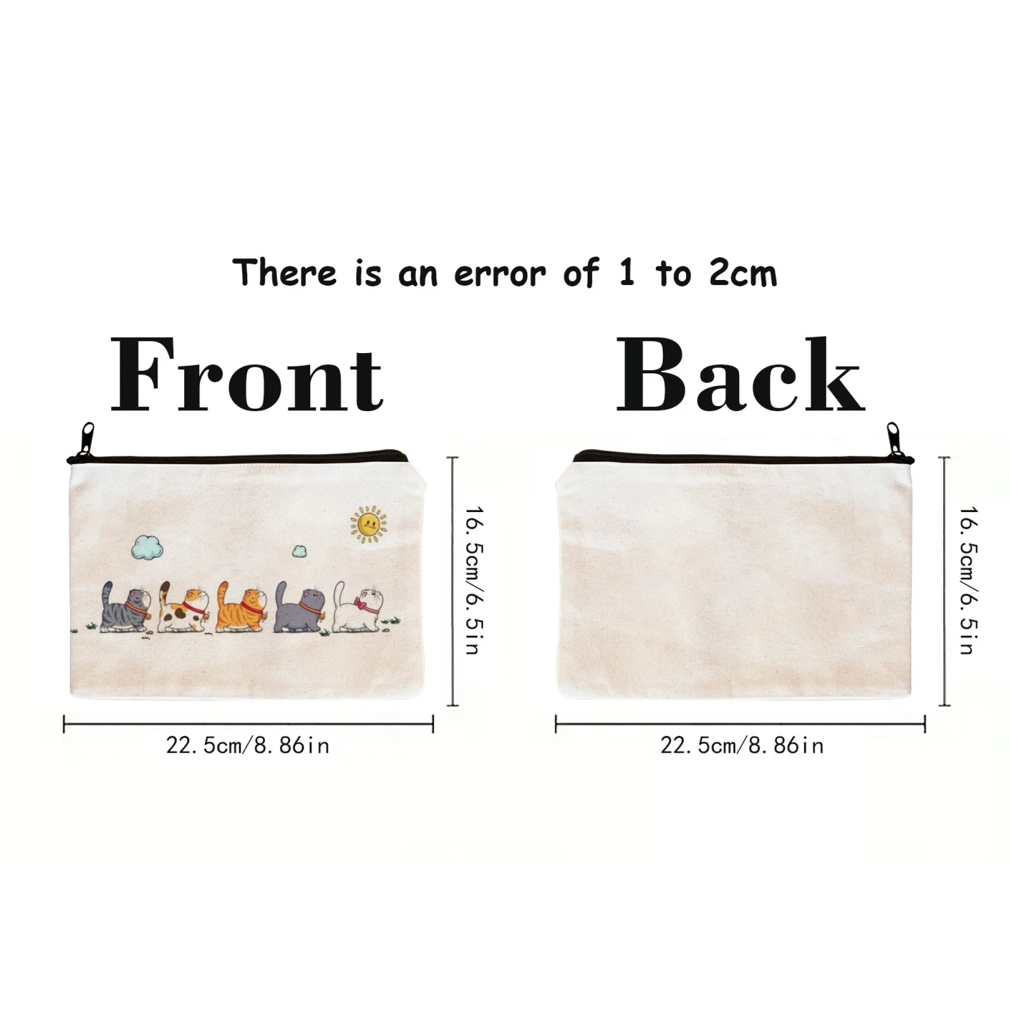 New cute Women's Cosmetic Bag Portable Cartoon Cat Team print Sanitary Napkin Storage Bag Commuter Coin Key Bag Card Bag