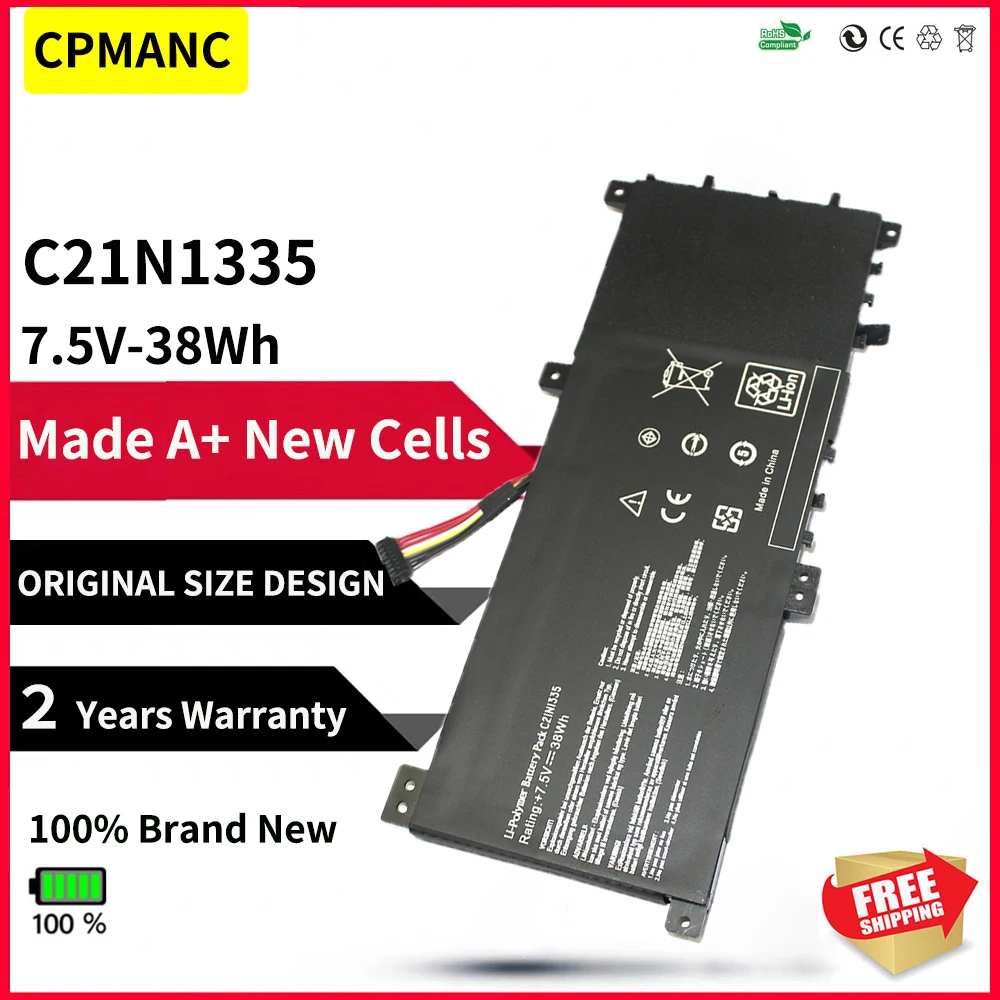 Bateria do Portátil de Cpmanc 38wh C21n1335 para Asus Vivobook S451 S451l S451la S451lb S451ln V451 V451l V451la V451lb V451ln