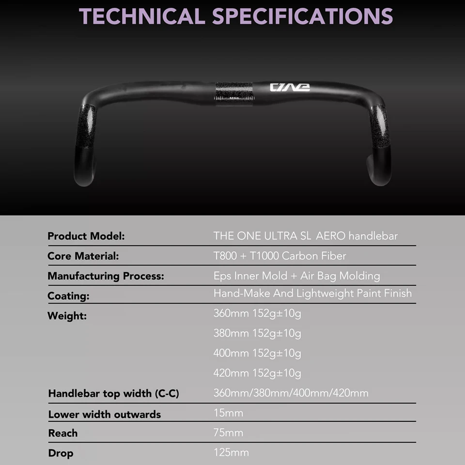 THE ONE ULTRA SL Carbon Road Handlebar, 152g±10g T1000 Ultra