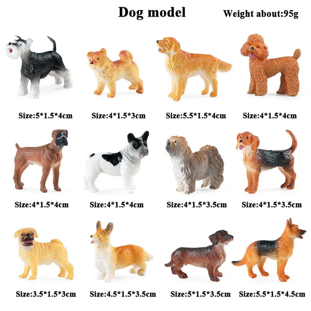 12Pcs Mini Dog Ornament Exquisite Realistic Puppy Figure for Learning Color Recognition Imagination Stimulation Home