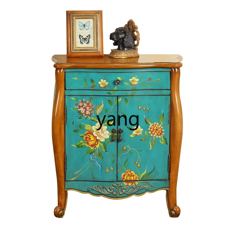 xyy old painted bedside table foyer shoe cabinet simple partition cabinet two buckets storage