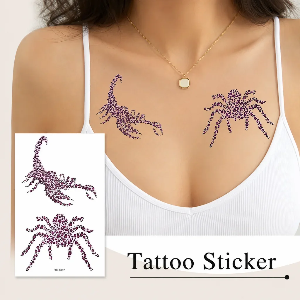 Disposable Temporary Tattoo Sticker Leopard Print Scorpion Spider Waterproof Body Art