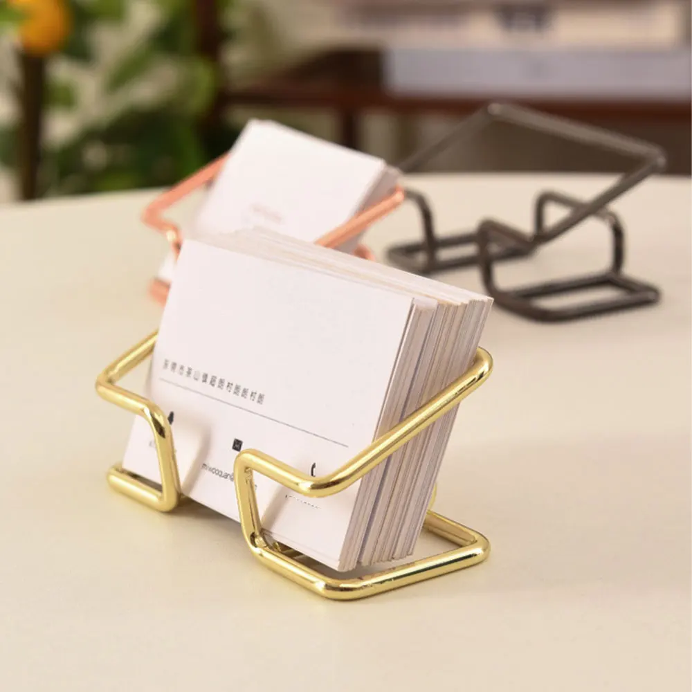 Gold Metal Business Card Holder Bracket Cards Organizer Office Business Cards Display Holders Fashion Desktop Decorative