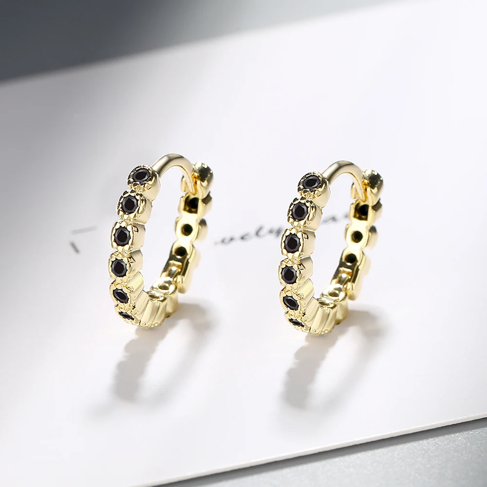 14K Gold Plated Moissanite Hoop Earrings for Women, D Color Round Cut Lab Diamond 925 Silver Hypoallergenic Earrings MSE005