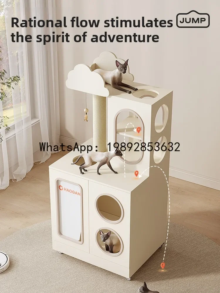 Z2-28  Cat Climbing Frame Toilet Integrated Smart Cat Litter Box Closed Odor-Proof Automatic Cat Litter Box Cabinet