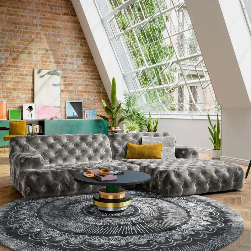 Craft moon fabric sofa living room l corner combination straight row