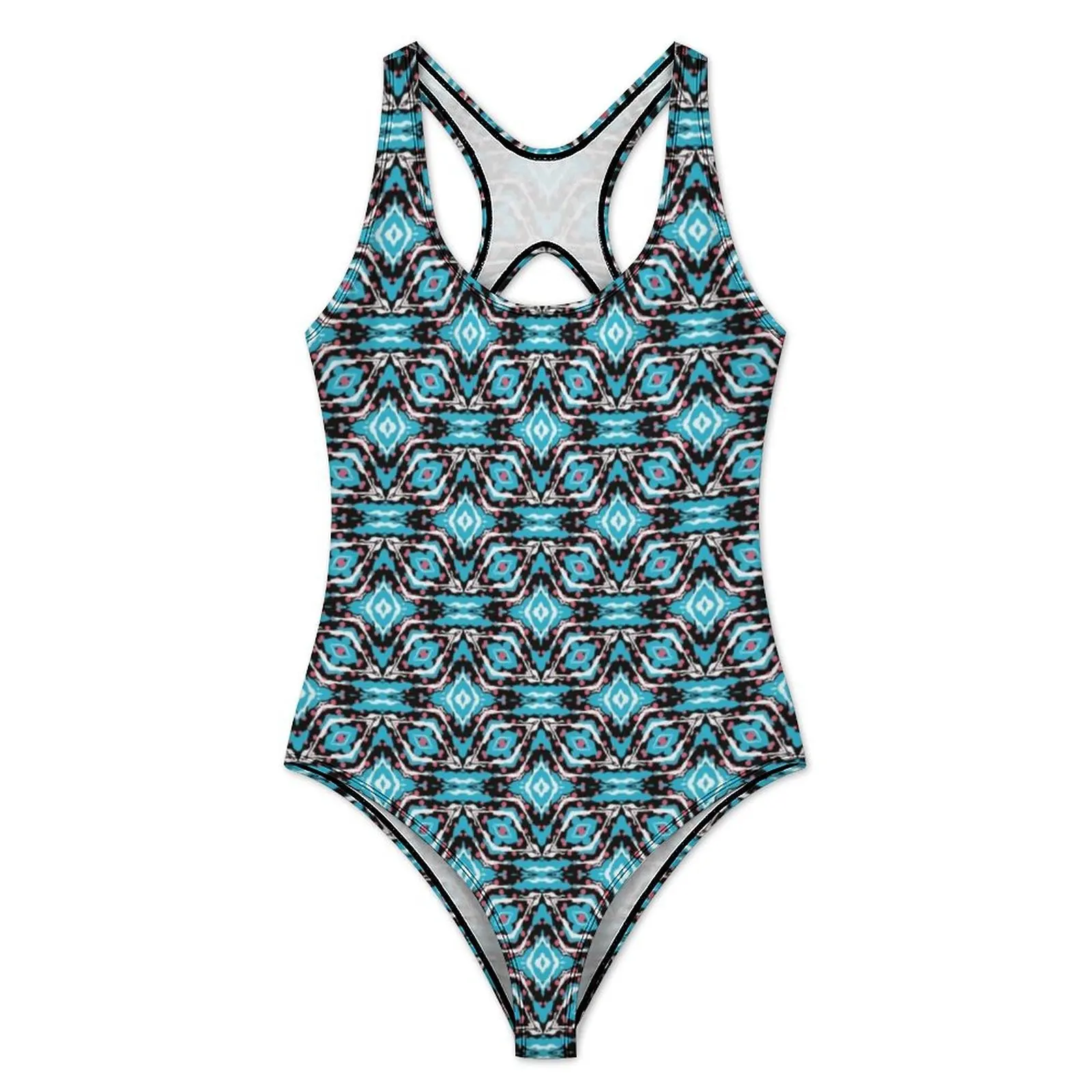 Hippy Floral Swimsuit Sexy Modern Retro Print One-Piece Swimwear Push Up Swimsuits Kawaii Vacation Bath Bathing Suit