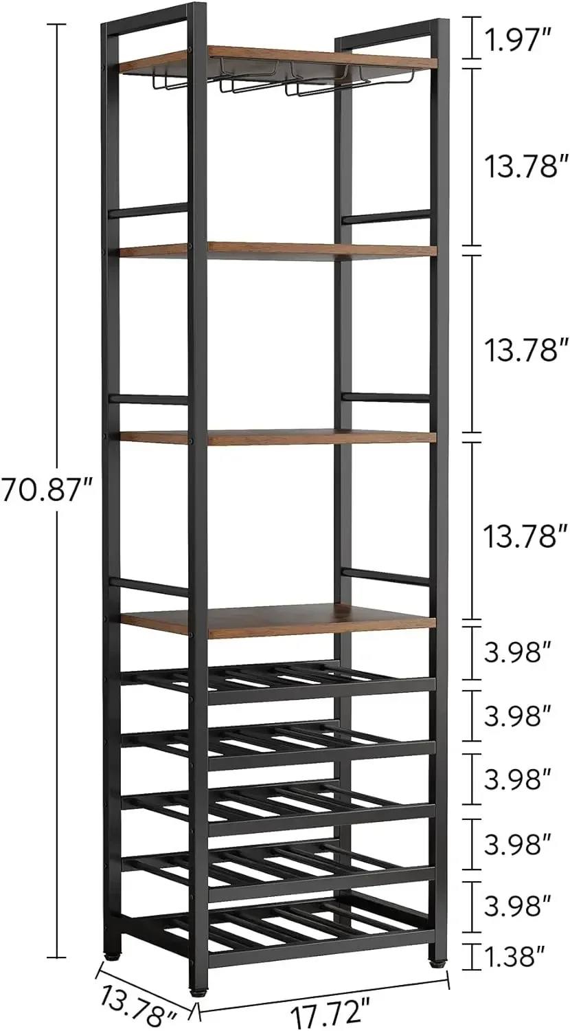 Estantería de almacenamiento para botellas de vino, estante independiente de 9 niveles con soporte para vidrio, gabinete multifunción para Bar, 20 unidades