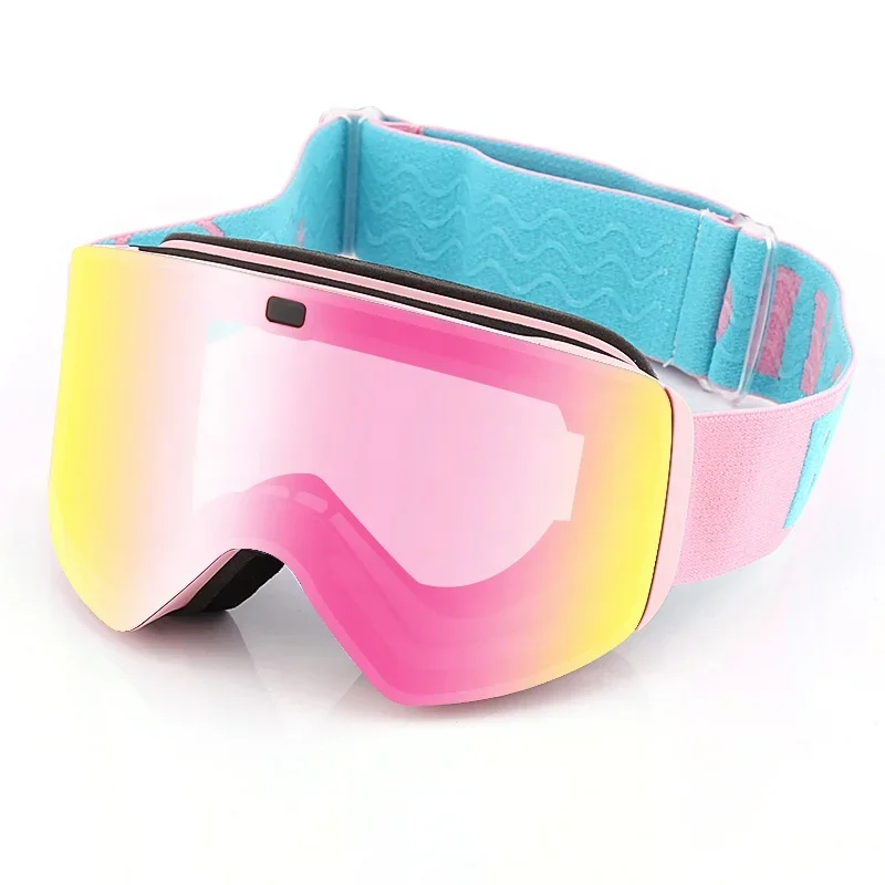 UV400 Protection Skiglasses Sport Snow Board Eyewear OEM Custom Anti Fog Ski Glasses Straps Magnetic lens Ski Goggles