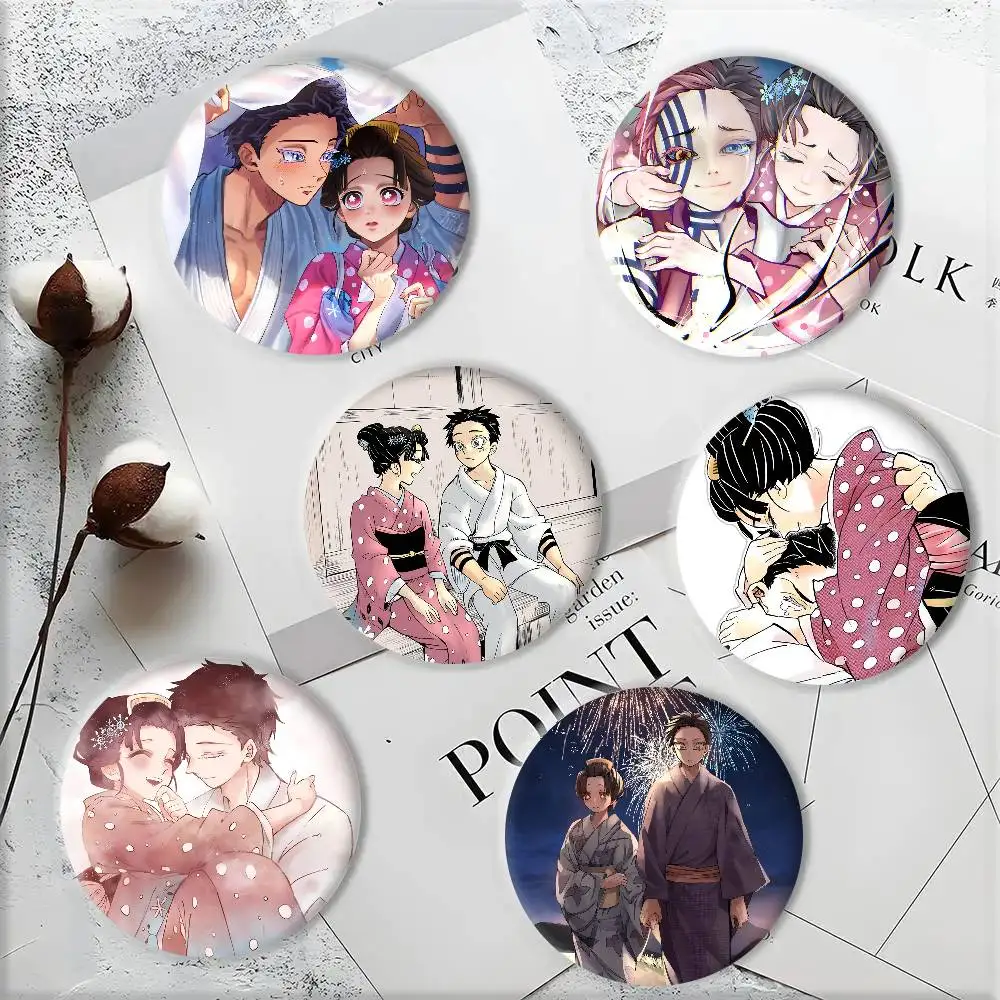 Love CP AnimeAkaza x Koyuki Badges 25 32 44 58 75 mm Round Cosplay Pin Bag Decor Fans Collect Friends Gifts Brooch Souvenir