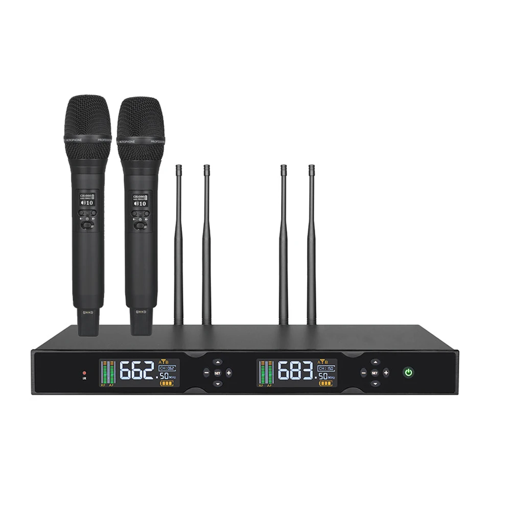 Dual Channel 200 Meter Singing Recharging Outdoor  Microphone Wireless True Diversity Microphone