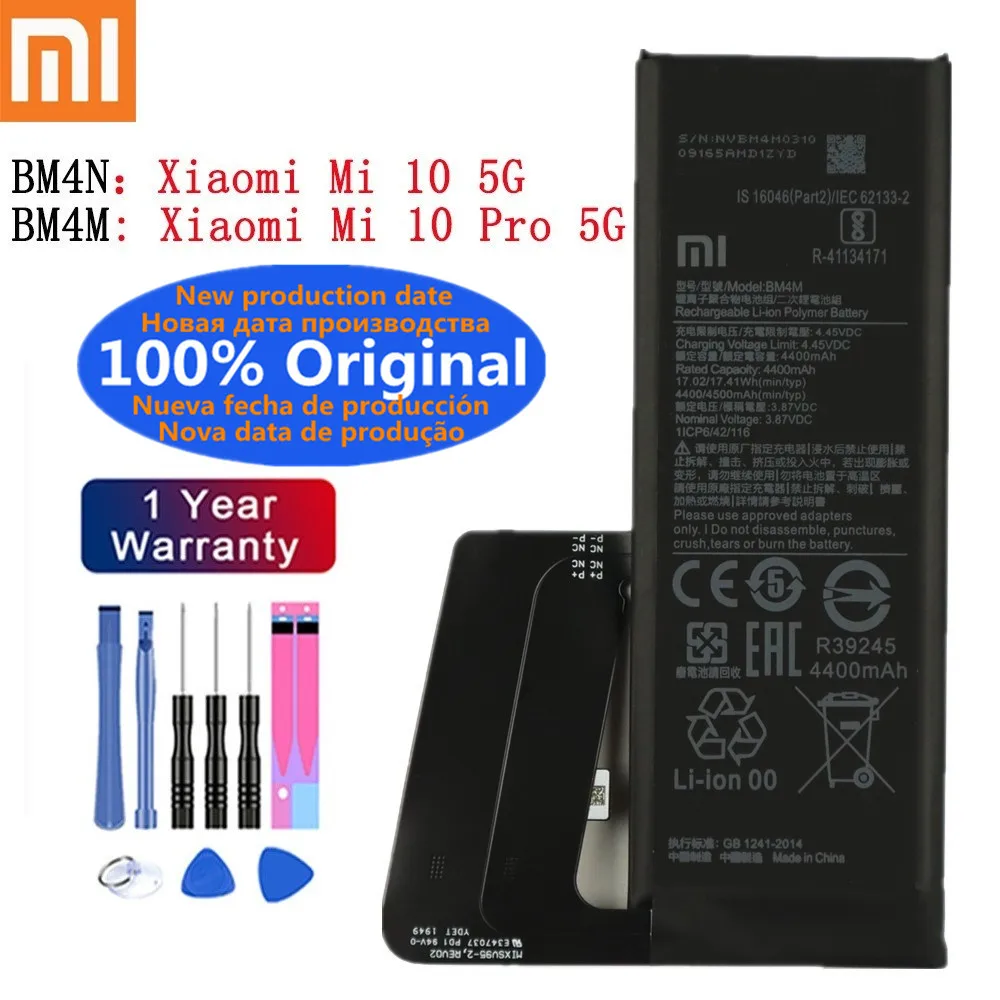 BM4M BM4N Xiao mi Original Battery For Xiaomi Mi 10 Mi10 / Mi 10 Pro 5G Mi10 Pro 5G Version Phone Battery Fast Shipping