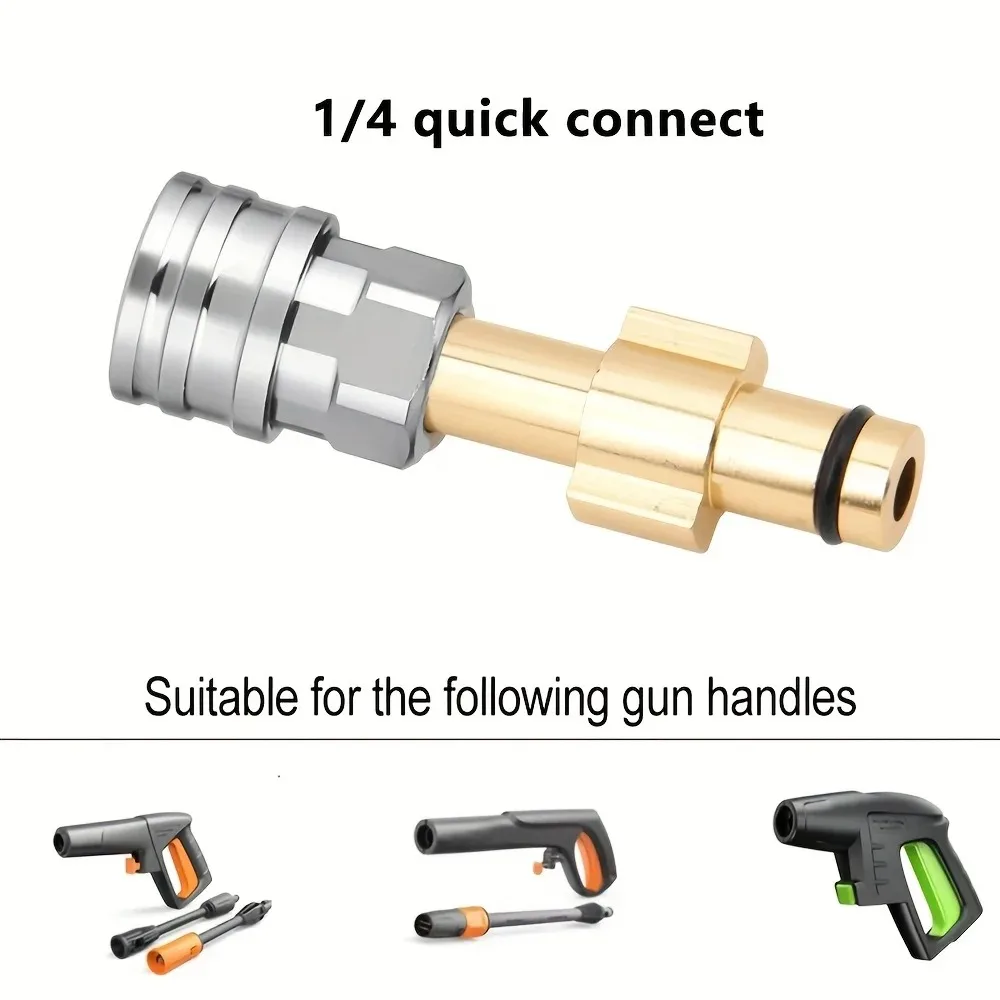 1/4 Inch Pressure Washer Adapter, Foam Cannon to Spray Gun Connector Compatible with Karcher, Bosch and Lavor High Pressure Wash