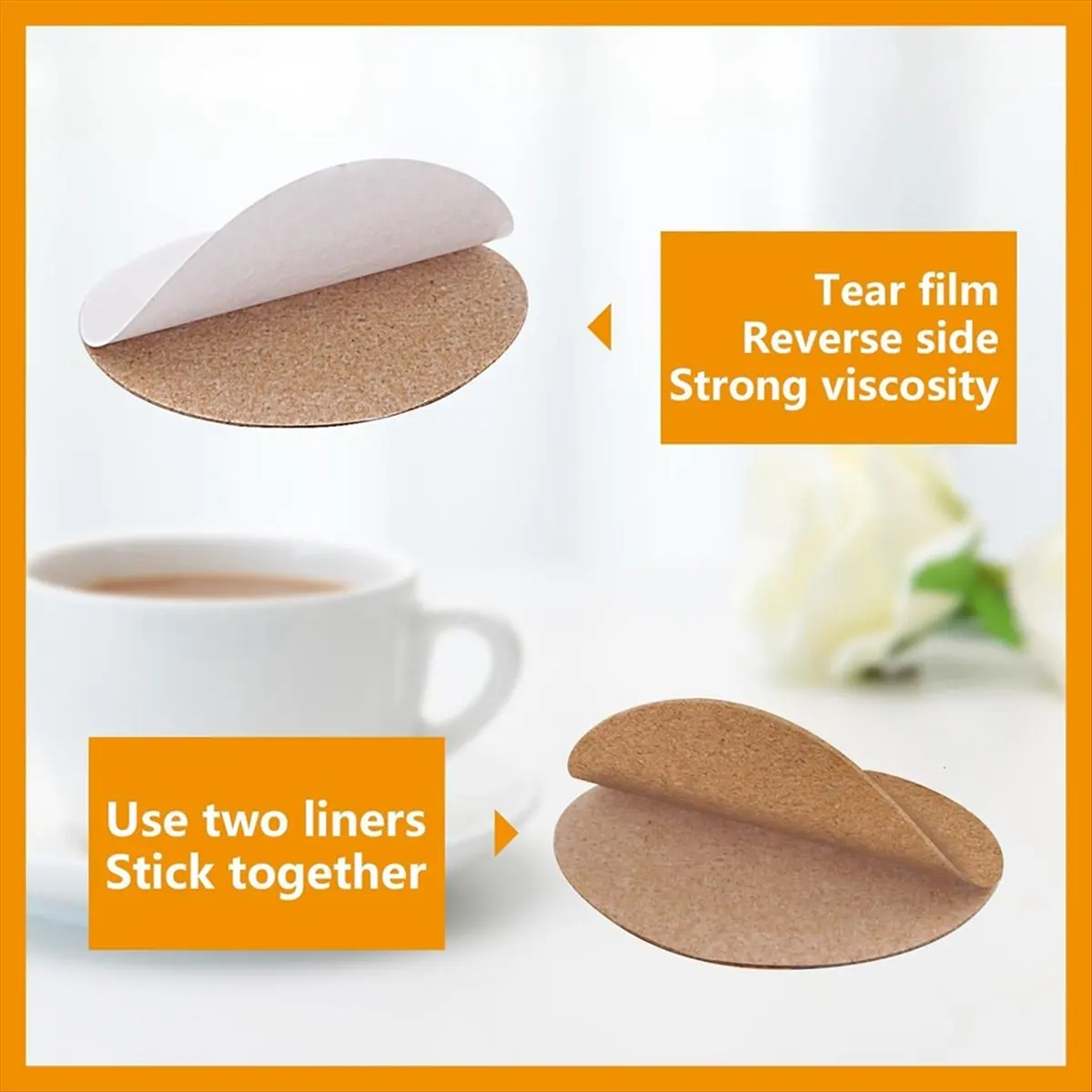 AT16 100 PCS Self Adhesive Cork for Coasters Bulk,Coaster Bottoms Self Adhesive,Round Coaster Backing with Self Adhesive