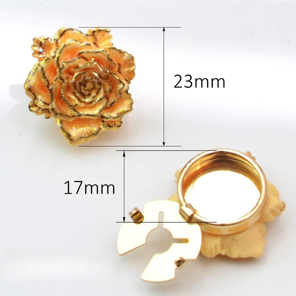 2 PCS Colorful Golden-plated Rose Cufflinks Multi-colored Enamel Flower Brooch Girly Dress Suit Jacket and Accessories - view 2