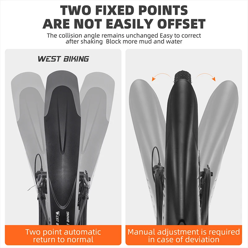 WEST BIKING 1/2pcs Bicycle Fenders Mountain Bike Mudguard 26-29Inch Front Rear Tire Wheel MTB Bike Quick Release Protector