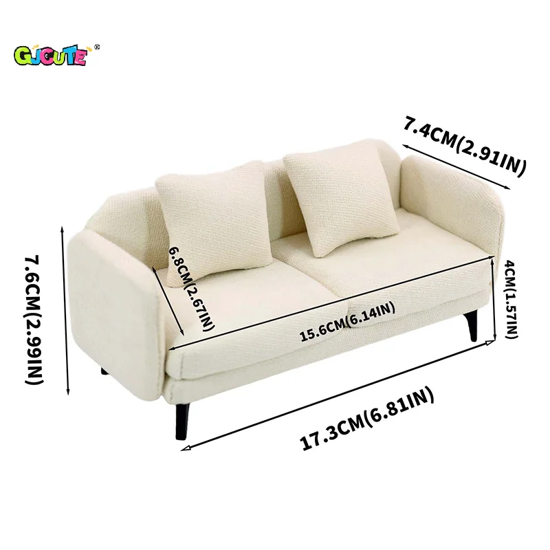 1:12 دمية صغيرة مزدوجة وسادة أريكة كرسي نموذج مصغر أثاث غرفة المعيشة اكسسوارات الديكور ديكور بيت الدمية