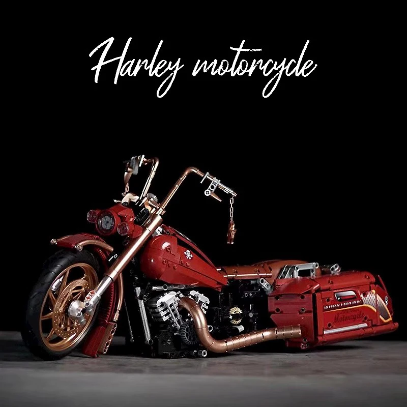 Kbox 10514 édition limitée technique rétro Harleyed course moto blocs modèle MOC moto briques bricolage jouets cadeaux de noël