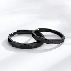 Fashion Simple Couple Ring Black White Lozenge Rings Adjustable Open Jewelry for Women Men Valentine's Wedding Anniversary Gifts