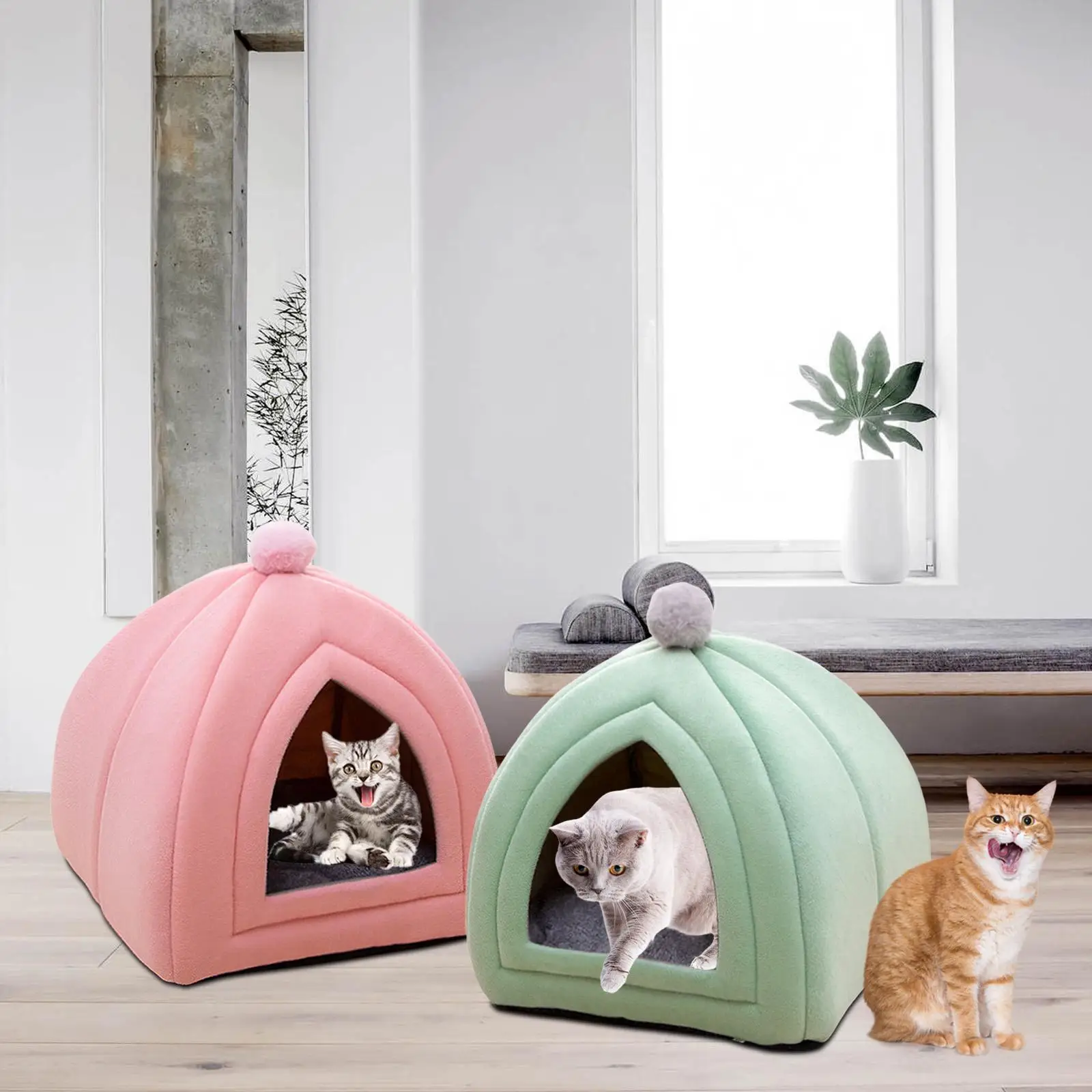 Comfortable Pet Cat Bed Kennel Small Dog House Nest for Indoor Puppy Warm Cave Sleeping Bed Four Seasons