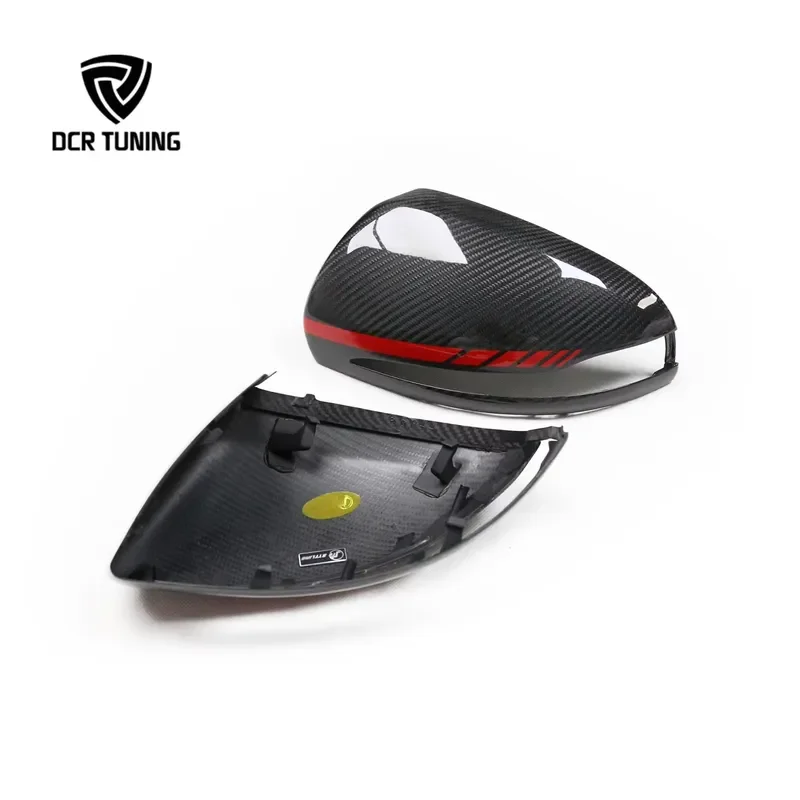 Dry Carbon Fiber Front Mirror Cover Replacement with RED Stripe RHD ONLY for W247 W205 W238 W213 W222 C217