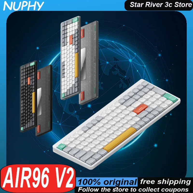 NuPhy Air96 V2 Dwarf Axis Mechanical Keyboard Wireless 3Mode Aluminum Alloy Upper Cover Support QMK VIA Custom Gaming Keyboard